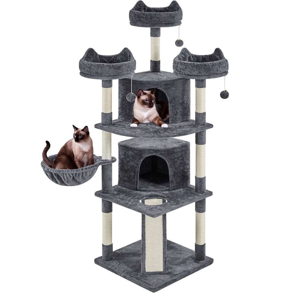 Renwick 69in Large Cat Tree Tower with Condos &amp; Scratching Board - Dark Gray - BIG FRENCHIES