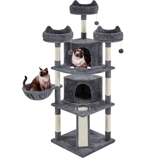 Renwick 69in Large Cat Tree Tower with Condos &amp; Scratching Board - Dark Gray - BIG FRENCHIES