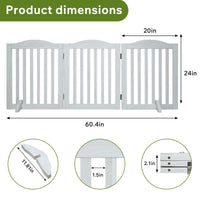 Wooden Freestanding Foldable Pet Gate for Dogs, 24 inch 3 Panels Step Over Fence, Dog Gate for The House, Doorway
