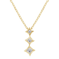 10K White Gold 1/5 Cttw Princess Cut Diamond 3 Stone Drop 18" Pendant Necklace (H-I Color, SI2-I1 Clarity)