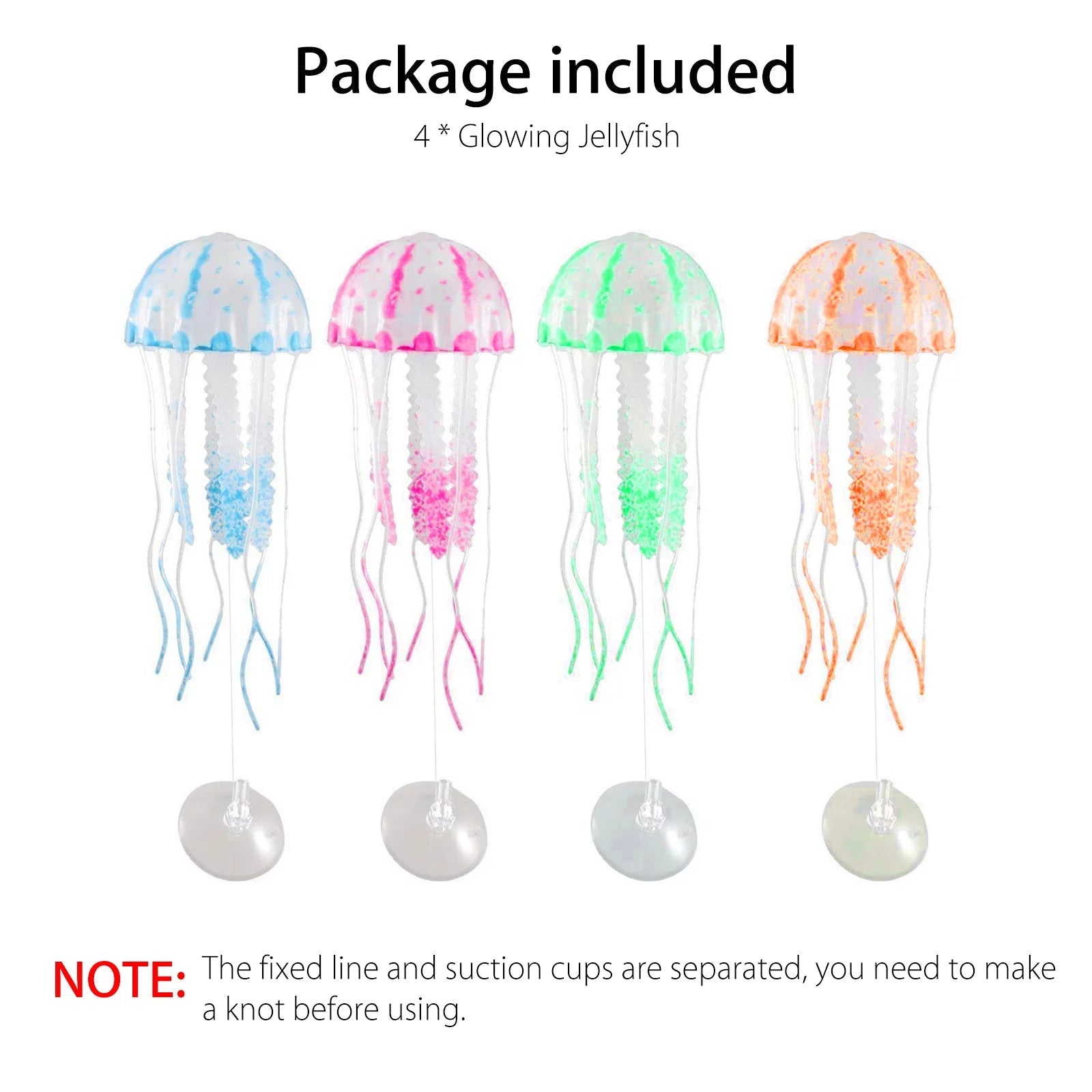 4Pcs Jellyfish Aquarium Decorations, Glowing Effect Fish Tank Ornament - BIG FRENCHIES