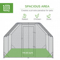 Chicken Run, Galvanized Large Metal Chicken Coop Cage, Walk-in Enclosure Poultry Hen Run House Playpen Rabbit Hutch with