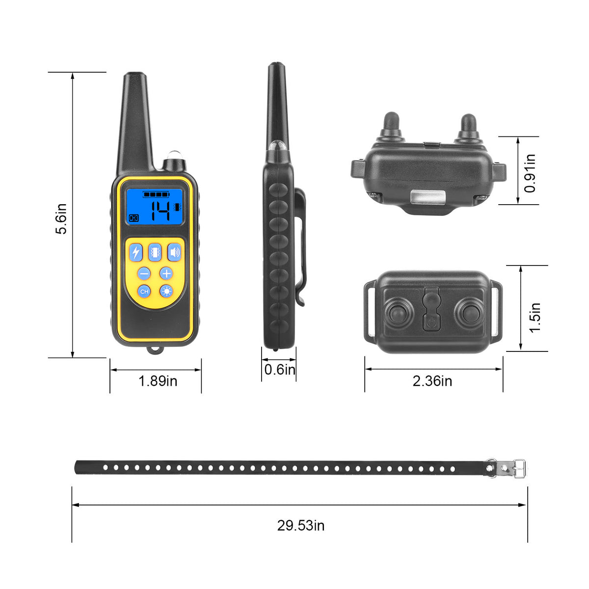 1Pc Dog Training Collar With Remote IP67 Waterproof Pet Trainer 300mAh Rechargeable 875 Yard Remote Control 4 Modes Adju