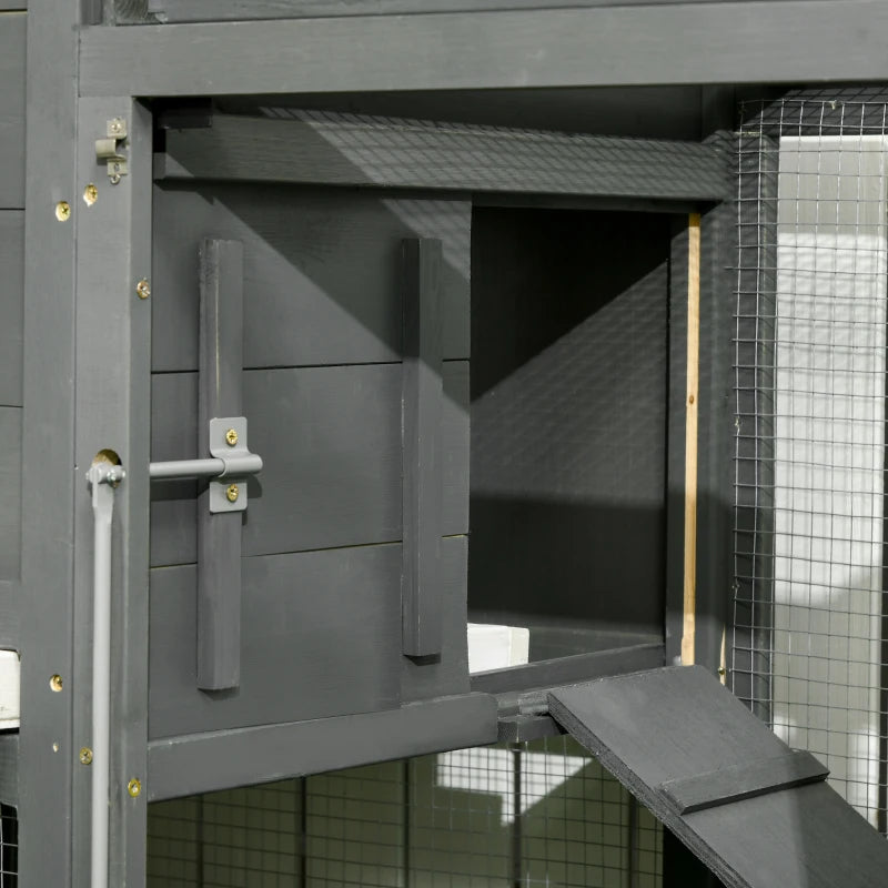 Extra Large Chicken Coop With Asphalt Roof, Wooden Hen Run With Slide-Out Tray And Nesting Box, Chicken Hutch For 3-6 Ch