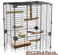 6pcs Natural Wood Bird Perches Parrot Cage Branch Stand Platform Set Small Birds