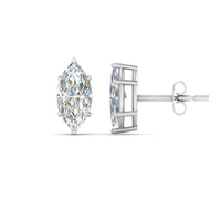 6 Prong Marquise Diamonds Solitaire Stud Earring in Basket Setting
