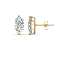 6 Prong Marquise Diamonds Solitaire Stud Earring in Basket Setting