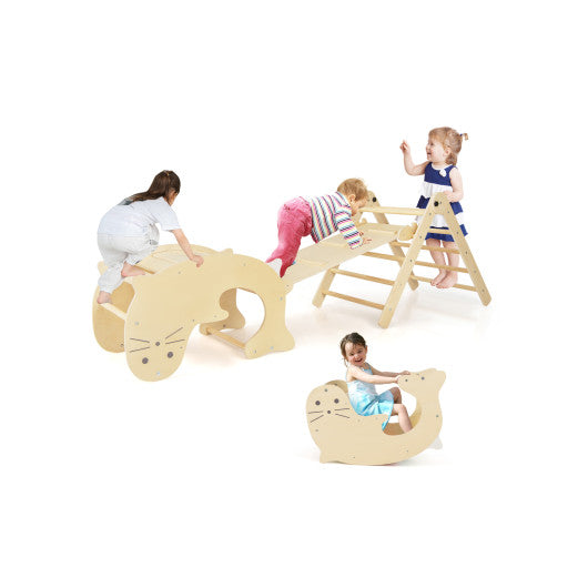 7-in-1 Indoor Climbing Toys for Toddlers with Reversible Ramp-Natural - BIG FRENCHIES