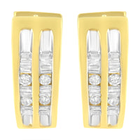 10K Yellow Gold 1/2 cttw Diamond Huggy Heart Hoop Earrings (I-J Clarity, I2-I3 Color)