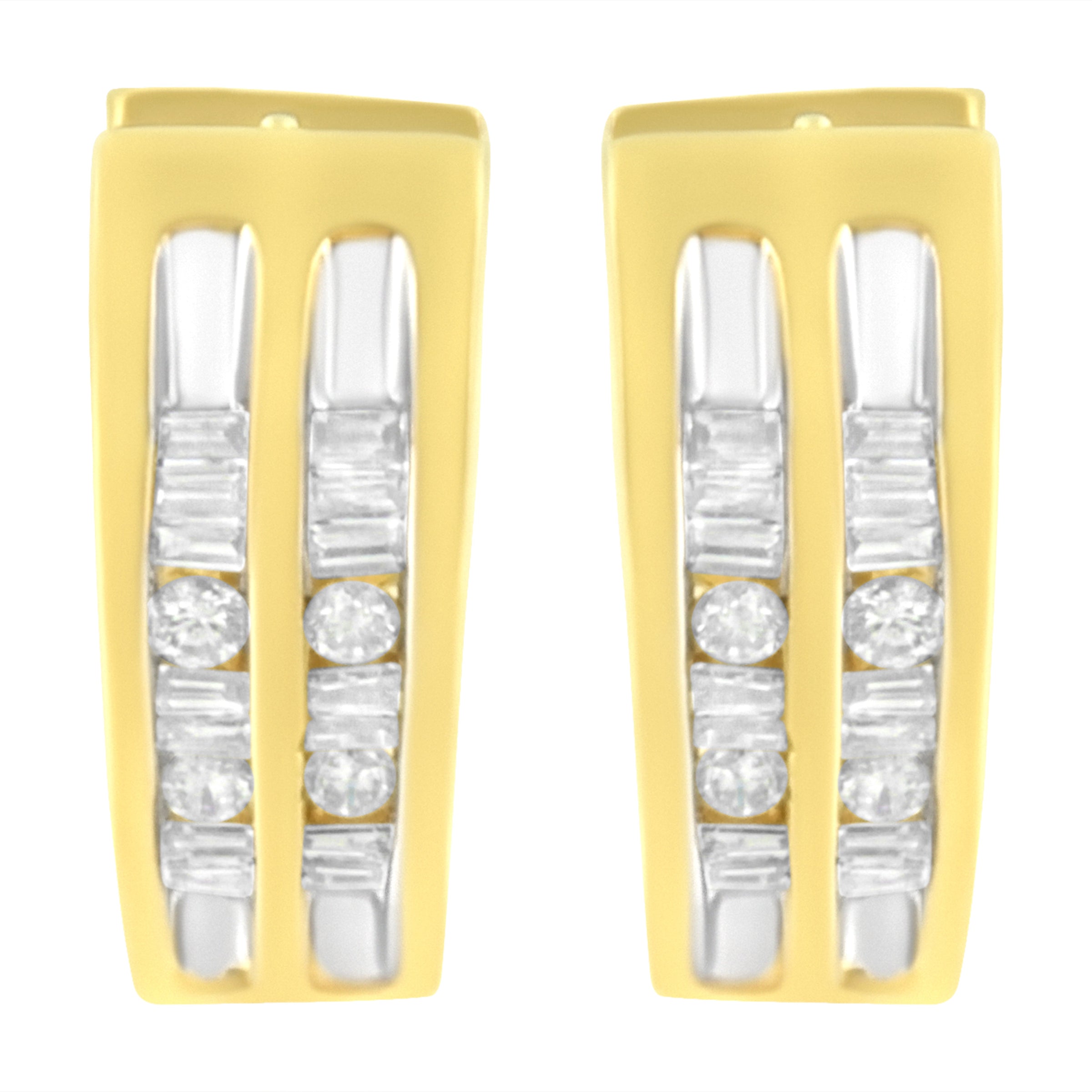 10K Yellow Gold 1/2 cttw Diamond Huggy Heart Hoop Earrings (I-J Clarity, I2-I3 Color)