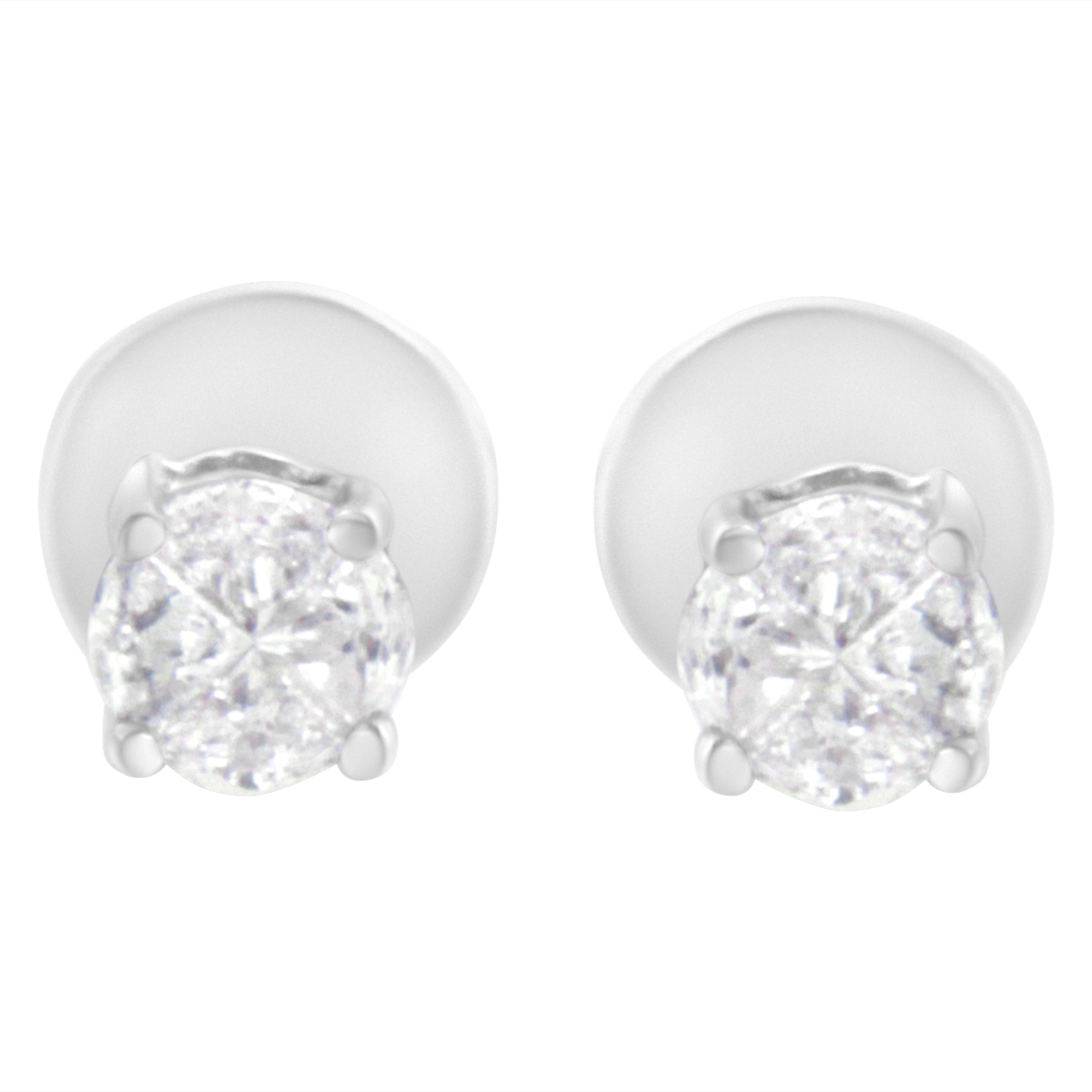 14K White Gold 1/2 Cttw Pie-Cut Diamond Solitaire Stud Earrings (H-I Color, SI1-SI2 Clarity)