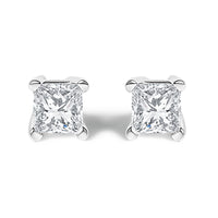 14K White Gold 1/2 Cttw Princess Cut Lab Grown Diamond Solitaire Stud Earrings (F-G Color, VS2-SI1 Clarity)