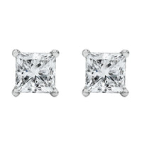 14K White Gold 1/2 Cttw Princess Cut Lab Grown Diamond Solitaire Stud Earrings (F-G Color, VS2-SI1 Clarity)