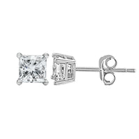 14K White Gold 1/2 Cttw Princess Cut Lab Grown Diamond Solitaire Stud Earrings (F-G Color, VS2-SI1 Clarity)