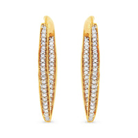 10K Yellow Gold 1/2 Cttw Round-Cut Diamond Modern Hoop Earrings (I-J Color, I2-I3 Clarity)