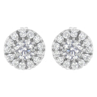 14k White Gold 1 cttw Diamond Halo Stud Earrings (I-J Clarity, I1-I2 Color)
