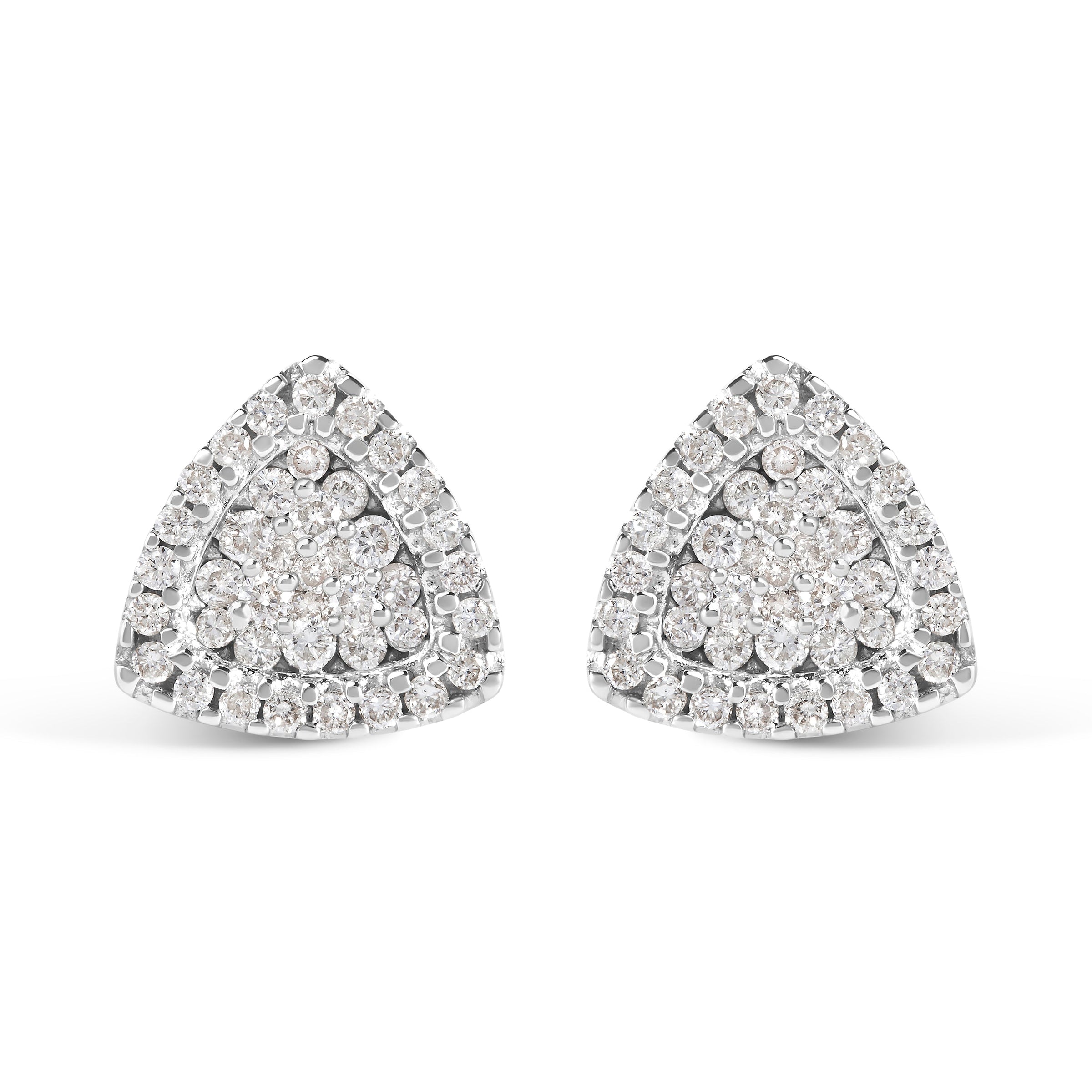 14K White Gold 1/2 cttw Trillion Shaped Diamond Stud Earrings (H-I Clarity, SI2-I1 Color)