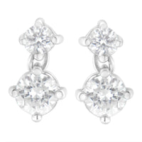 14K White Gold 1 cttw Double Diamond Stud Earrings (H-I Clarity, SI2-I1 Color)