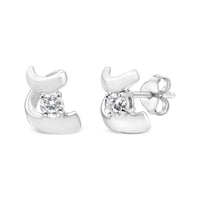 .925 Sterling Silver Round Cut Diamond Fashion Stud Earrings (0.10 cttw, I-J Color, I2-I3 Clarity)