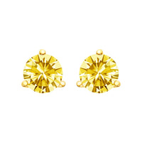 14K White Gold 3-Prong Martini Set 1.0 Cttw Yellow Lab Grown Diamond Solitaire Stud Earrings