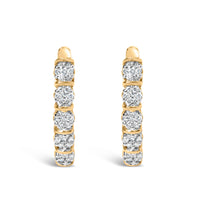 14k Yellow Gold 1/2 Cttw Diamond Cluster Hoop Earrings (H-I Color, SI2-I1 Clarity)