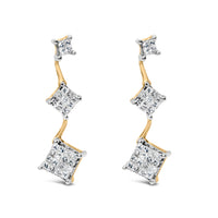 14K Yellow Gold 1 cttw Princess Cut Diamond Earrings (H-I, SI1-SI2)