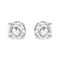 14K White Gold 3/4 Cttw Lab Grown Diamond 4-Prong Classic Stud Earrings (F-G Color, VS2-SI1 Clarity)