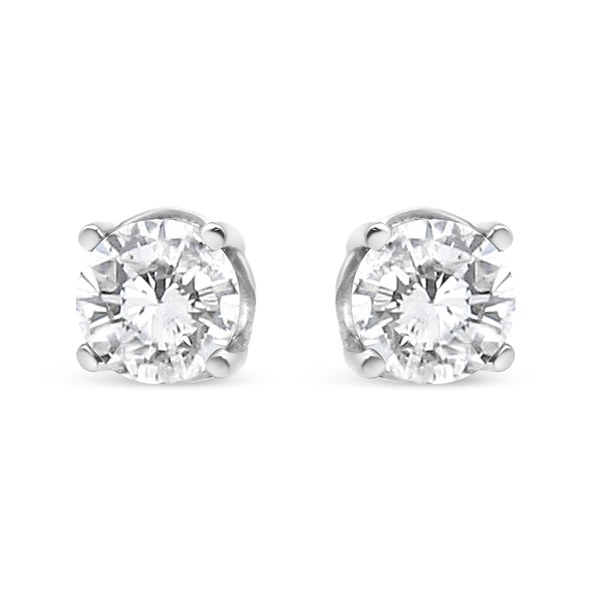 14K White Gold 3/4 Cttw Lab Grown Diamond 4-Prong Classic Stud Earrings (F-G Color, VS2-SI1 Clarity)