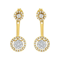14K Yellow Gold Plated .925 Sterling Silver 5/8 Cttw Diamond Removable Stud and Dangle Earrings (I-J Color, I2-I3)