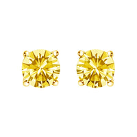 14K White Gold 1.0 Cttw Lab Grown Yellow Diamond Solitaire Stud Earrings (Yellow Color, VS2-SI1 Clarity)