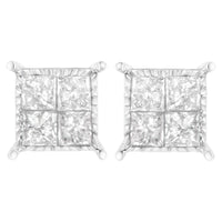 Sterling Silver 3/4 cttw Composite Diamond Stud Earrings (I-J, I2-I3)