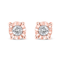 10K Yellow Gold Plated .925 Sterling Silver 1/10 Cttw Round Brilliant-Cut Diamond Miracle-Set Stud Earrings (J-K Color, I3 Clarity)