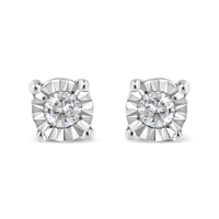10K Yellow Gold Plated .925 Sterling Silver 1/10 Cttw Round Brilliant-Cut Diamond Miracle-Set Stud Earrings (J-K Color, I3 Clarity)