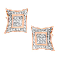 .925 Sterling Silver Diamond Accented 4-Stone Four Pointed Star Shaped Halo-Style Stud Earrings (H-I Color, I2-I3 Clarity)