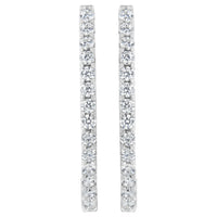 14K White Gold 2.0 Cttw Round Brilliant Cut Diamond Oblong Hinged Leverback Hoop Earrings (I-J Color, I1-I2 Clarity)