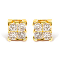 10KT Yellow Gold Princess Diamond Stud Earring (1/4 cttw, J-K Color, I1-I2 Clarity)
