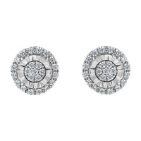Sterling Silver Diamond Cluster Earrings (1 cttw, I-J Color, I2-I3 Clarity)