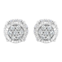.925 Sterling Silver 1/3 cttw Round-cut Diamond Floral Stud Earring (I-J Clarity, I3 Color)