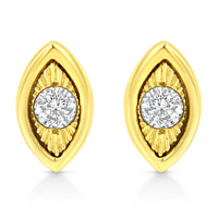 10K Yellow Gold Plated .925 Sterling Silver 1/10 Cttw Miracle-Set Diamond Circle Shape Stud Earrings (K-L Color, I2-I3 Clarity)