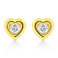 10K Yellow Gold Plated .925 Sterling Silver 1/10 Cttw Miracle-Set Diamond Circle Shape Stud Earrings (K-L Color, I2-I3 Clarity)