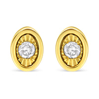 10K Yellow Gold Plated .925 Sterling Silver 1/10 Cttw Miracle-Set Diamond Circle Shape Stud Earrings (K-L Color, I2-I3 Clarity)