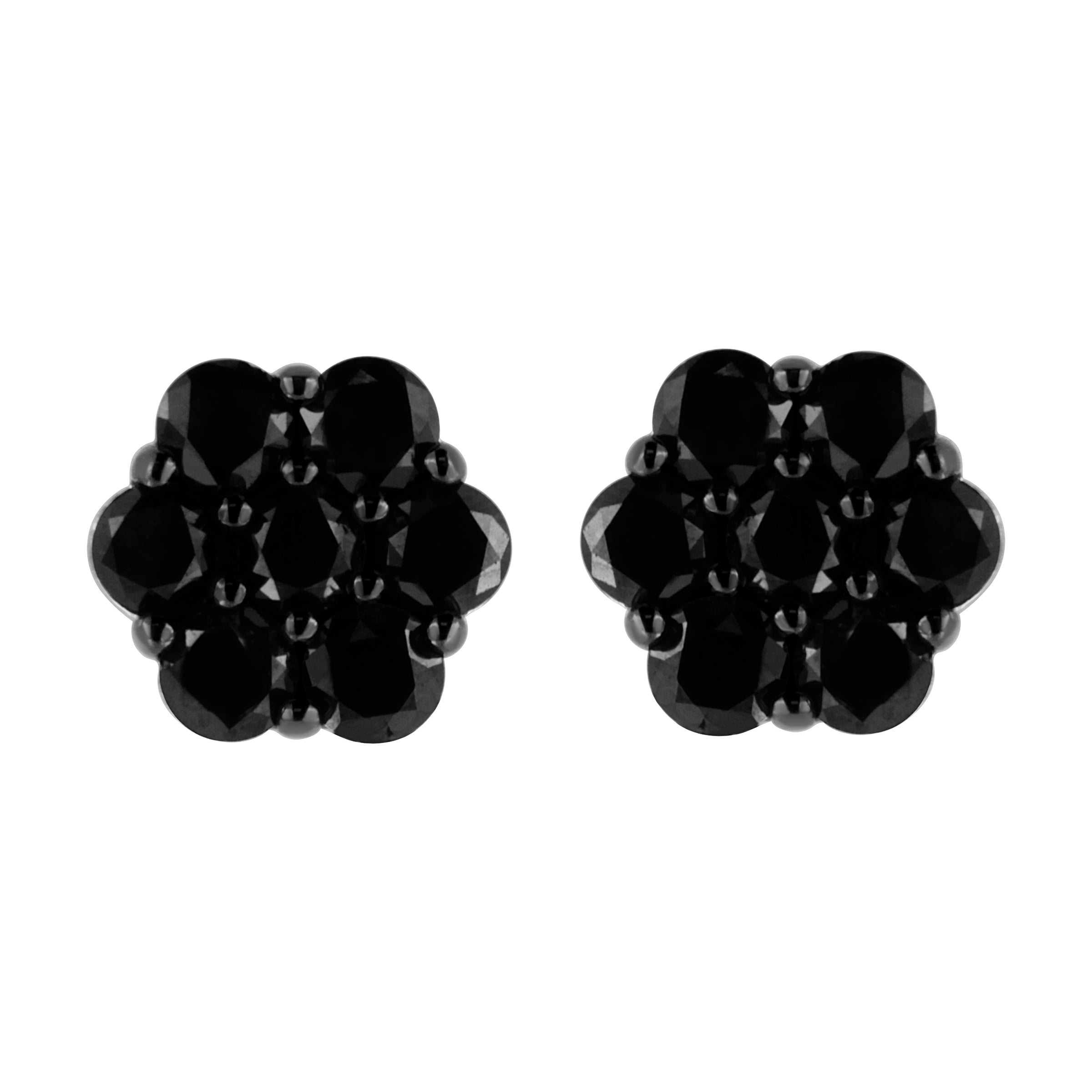 .925 Sterling Silver 1/4 Cttw Treated Yellow Diamond Floral Stud Earrings (Yellow Color, I1-I2 Clarity)