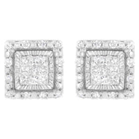10K White Gold 1/2 cttw Invisible Set Princess-Cut Diamond Square Stud Earring (I-J Color, I1-I2 Clarity)