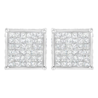 10K White Gold 2ct TDW Princess-Cut Composite Diamond Stud Earring (I-J ,I2-I3)