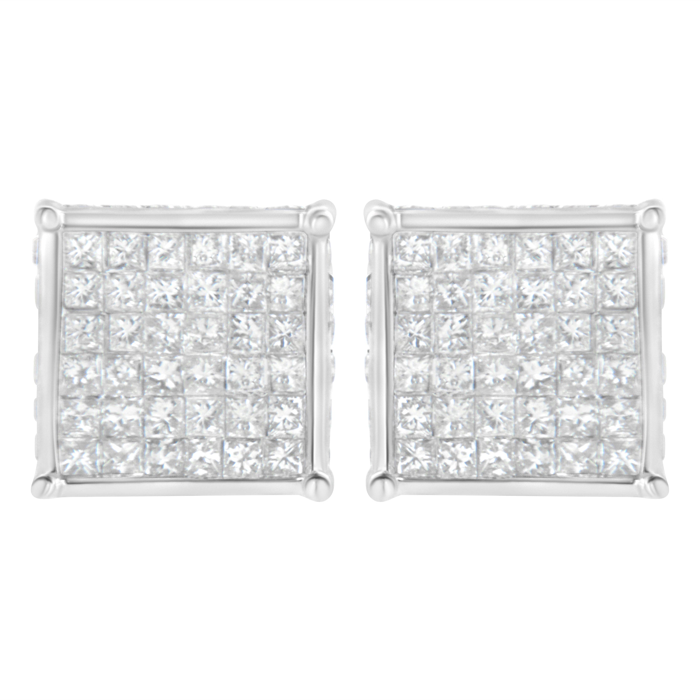 10K White Gold 2ct TDW Princess-Cut Composite Diamond Stud Earring (I-J ,I2-I3)
