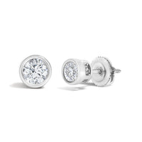 14K White Gold 1/2 Cttw Lab Grown Diamond Bezel Solitaire Stud Earrings