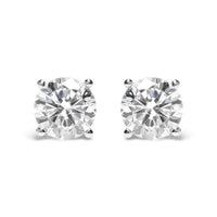 IGI Certified 14K White Gold 5.00 Cttw Round Brilliant-Cut Lab Grown Diamond Classic 4-Prong Stud Earrings with Screw Backs (F-G Color, SI1 Clarity)