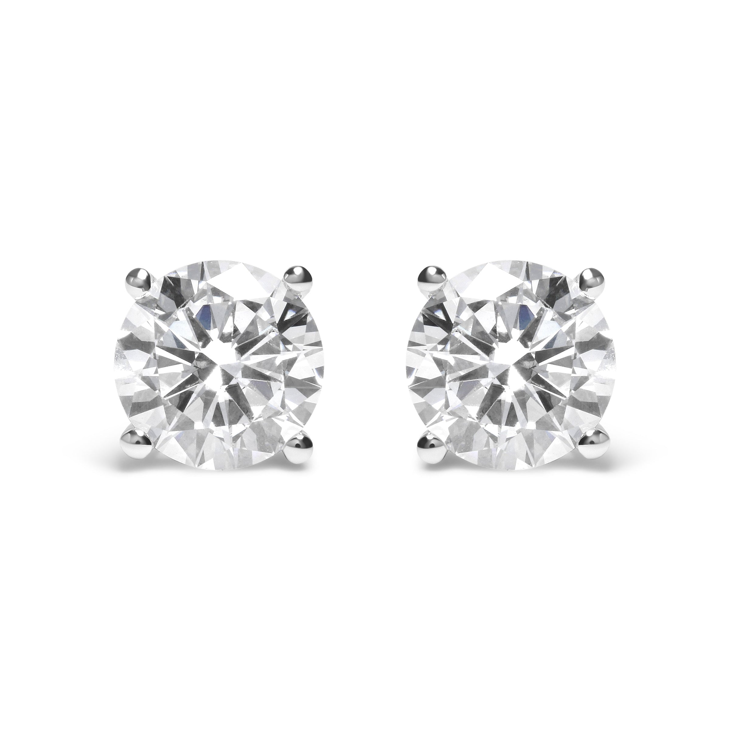 IGI Certified 14K White Gold 5.00 Cttw Round Brilliant-Cut Lab Grown Diamond Classic 4-Prong Stud Earrings with Screw Backs (F-G Color, SI1 Clarity)