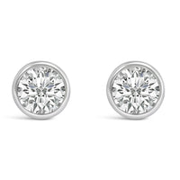 14K White Gold 1.0 Cttw Lab Grown Diamond Screw-Back Classic Bezel Solitaire Stud Earrings (G-H Color, VS2-SI1 Clarity)