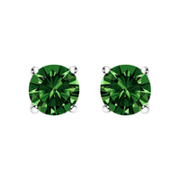 14K White Gold 1/2 Cttw Lab Grown Green Diamond Classic Solitaire Stud Earrings with Pushback